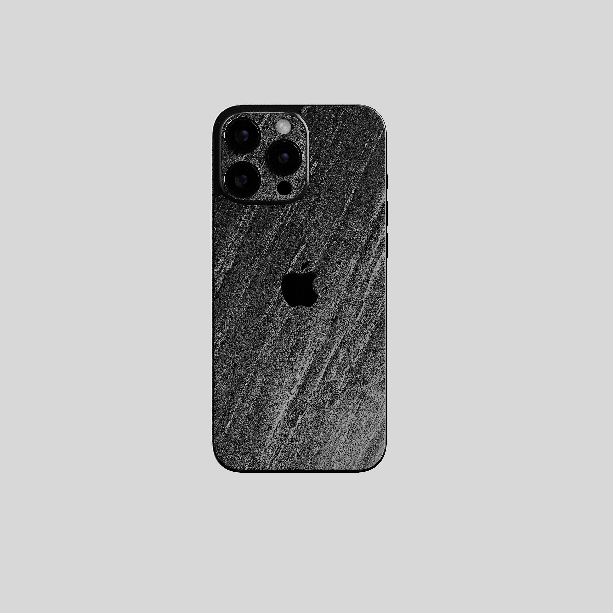 Real Slate Skin Black Rock für iPhone 16 Pro Max/Pro & Alle Modelle – Echter Stein, handgefertigt in Deutschland - NO CASE - ROXXLYN