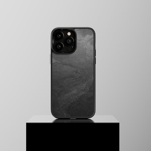 ROXXLYN Real Stone Black Impact Case made for iPhone 15 Pro, 14/ 13 Pro / 12 Pro Max & 14 / 14 Max / 14 Pro Max