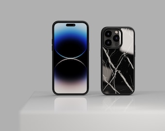 Real Black Marble iPhone 13 Case - GOLD or BLACK made for iPhone 14 Pro, iPhone 13 mini, iPhone 14 Pro Max ROXXLYN