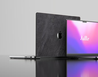 14" MacBook Pro & 16" MacBook Pro 2021 ROXXLYN Real Stone MacBook Slate Black Rock Skin Cover Aufkleber