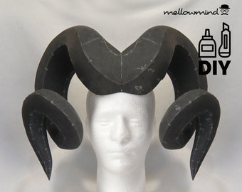 Twisted Ram Horns - DIY Printable EVA Foam Pattern for Cosplay, scalable PDF template