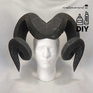 Twisted Ram Horns - DIY Printable EVA Foam Pattern for Cosplay, scalable PDF template