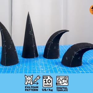 DIY Horns Pack - Printable EVA Foam Pattern for Cosplay, scalable PDF template (No.3)