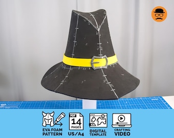 Häxjägarhatt - DIY utskrivbar EVA-skumhjälmmönster för cosplay, skalbar PDF-mall