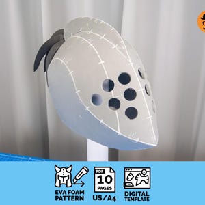 Iron Fang Helmet - Printable DIY EVA foam cosplay pattern, scalable PDF template