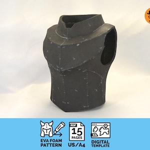 中世の胸当て鎧 No.2 - 印刷可能なDIY EVAフォームコスプレパターン、スケーラブルなPDFテンプレート