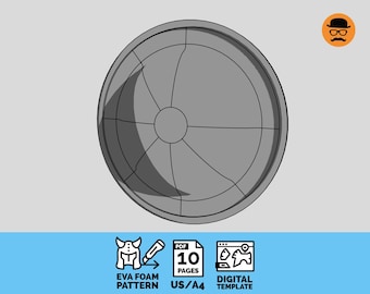 Round Shield EVA mFoam DIY Pattern for Cosplay crafting, scalable PDF template Variant-01