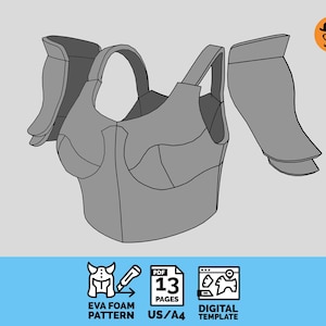 Female Chest Armor No.1 - Afdrukbaar, doe-het-zelf cosplaypatroon van EVA-schuim, schaalbare pdf-sjabloon