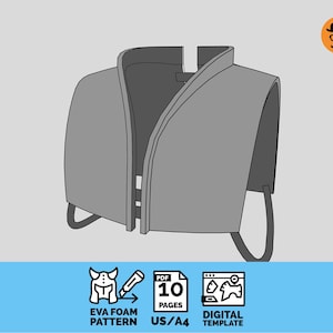 Armadura de pecho superior n.° 1: Patrón imprimible para cosplay en goma EVA, plantilla PDF escalable