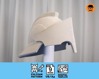 Knight helmet No.7:  DIY Printable EVA Foam Helmet Pattern for Cosplay, scalable PDF template