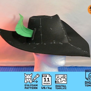 Musketeer Hat:  DIY Printable EVA Foam Helmet Pattern for Cosplay, scalable PDF template