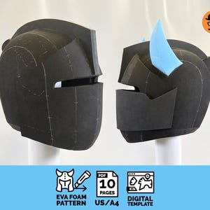Knight No.6 - DIY Printable EVA Foam Helmet Pattern for Cosplay, scalable PDF template