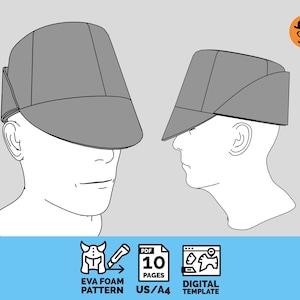 Offiziershut No2 - DIY druckbares EVA Foam Muster für Cosplay, skalierbare PDF-Vorlage
