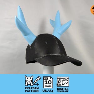 Baseball cap with ears or antlers - DIY Printable EVA Foam Hat Pattern for Cosplay, scalable PDF template
