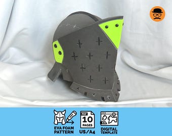 Casco de caballero n.° 4: patrón de casco de espuma EVA imprimible para cosplay (plantilla PDF escalable)