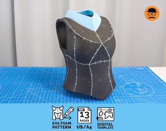 Armadura femenina n.° 2 - Patrón imprimible de casco de EVA para cosplay, plantilla PDF escalable