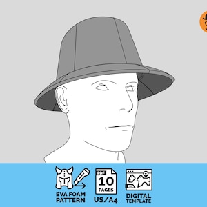 Bucket Hat DIY druckbares EVA-Schaumstoff-Muster für Cosplay, skalierbare PDF-Vorlage