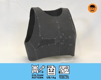 Upper Chest Armor No.3 - Printable DIY EVA foam cosplay pattern, scalable PDF template