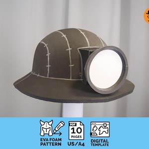 Miner - DIY Printable EVA Foam Helmet Pattern for Cosplay, scalable PDF template