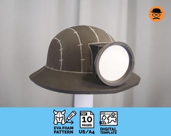 Miner - DIY Printable EVA Foam Helmet Pattern for Cosplay, scalable PDF template