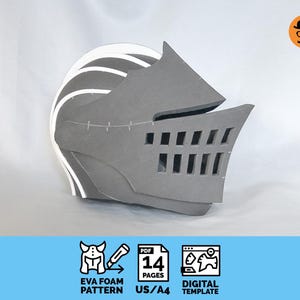 Elite Knight Helmet -  DIY Printable EVA foam Helmet Pattern for cosplay, scalable PDF template: download, print and build your own!