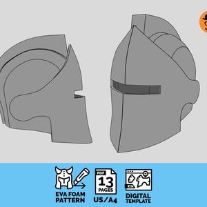 Ritterhelm No7 - DIY druckbares EVA Foam Helmmuster für Cosplay, anpassbare PDF-Vorlage