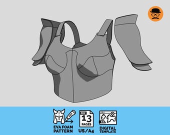 Female Chest Armor No.1 - Printable DIY EVA foam cosplay pattern, scalable PDF template