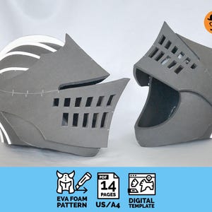 Elite Knight Helmet -  DIY Printable EVA foam Helmet Pattern for cosplay, scalable PDF template: download, print and build your own!