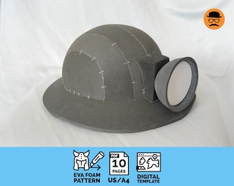 Miner - DIY Printable EVA Foam Helmet Pattern for Cosplay, scalable PDF template