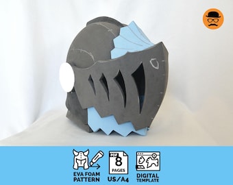 Dragon Hunter - Patrón imprimible para casco de espuma EVA para cosplay, plantilla PDF escalable