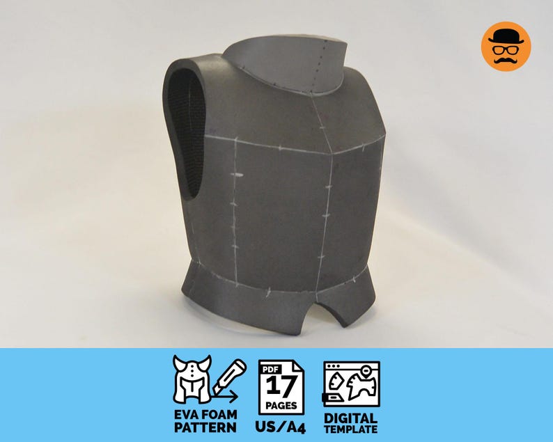 Medieval Chest Armor No.1 - Printable DIY EVA foam cosplay pattern, scalable PDF template image 1