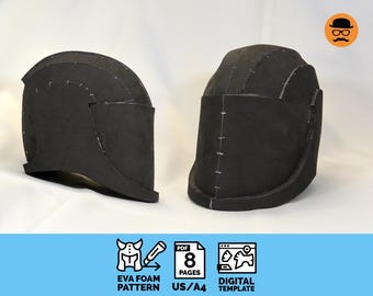 Space Guard No2 - DIY Printable EVA Foam Helmet Pattern for Cosplay, scalable PDF template
