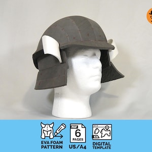 Japanese Warrior - DIY Printable EVA Foam Helmet Pattern for Cosplay, scalable PDF template