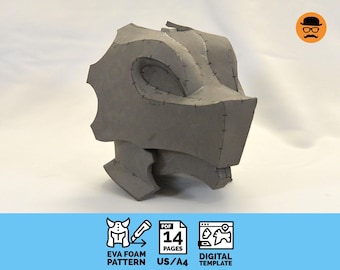 Dragon Head 2in1 - DIY-afdrukbaar EVA-schuimhelmpatroon voor cosplay, schaalbare pdf-sjabloon