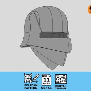 Bayard Helmet - DIY Printable EVA foam Helmet Pattern for cosplay, scalable PDF template: download, print and build your own!