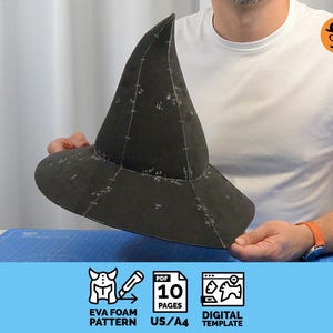 Dark Wizzard Hat - DIY Printable EVA Foam Pattern for Cosplay, scalable PDF template