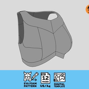 Female chest armor No.4 - DIY Printable EVA Foam Armor Pattern for Cosplay, scalable PDF template & Free Help Book