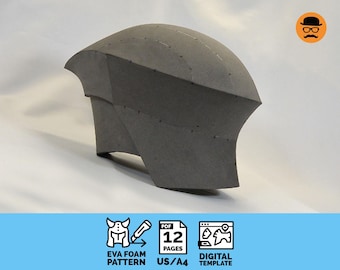 Cyborg No.2 - DIY Printable EVA Foam Helmet Pattern for Cosplay, scalable PDF template