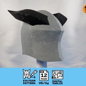 Crimson Knight Helmet - DIY Printable EVA foam Helmet Pattern for cosplay, scalable PDF template: download, print and build your own!