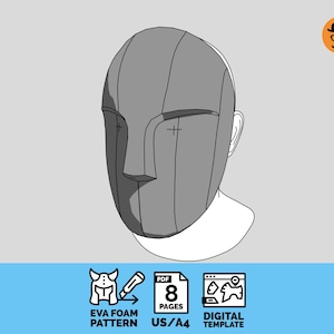 Máscara facial básica - Molde para cosplay em espuma EVA para imprimir (arquivo PDF)