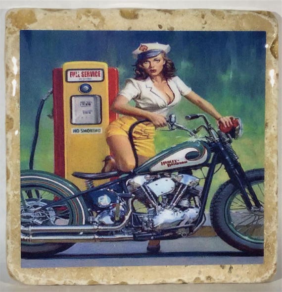 Motorcycle PinUp Coasters