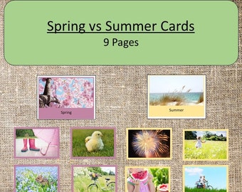 Spring vs Summer Cards Montessori Seasonal Work Seasons Preschool