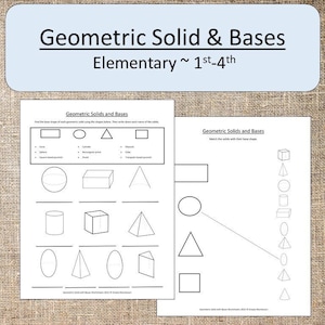 Geometric Solid and Base Elementary Montessori Homeschooling Worksheets