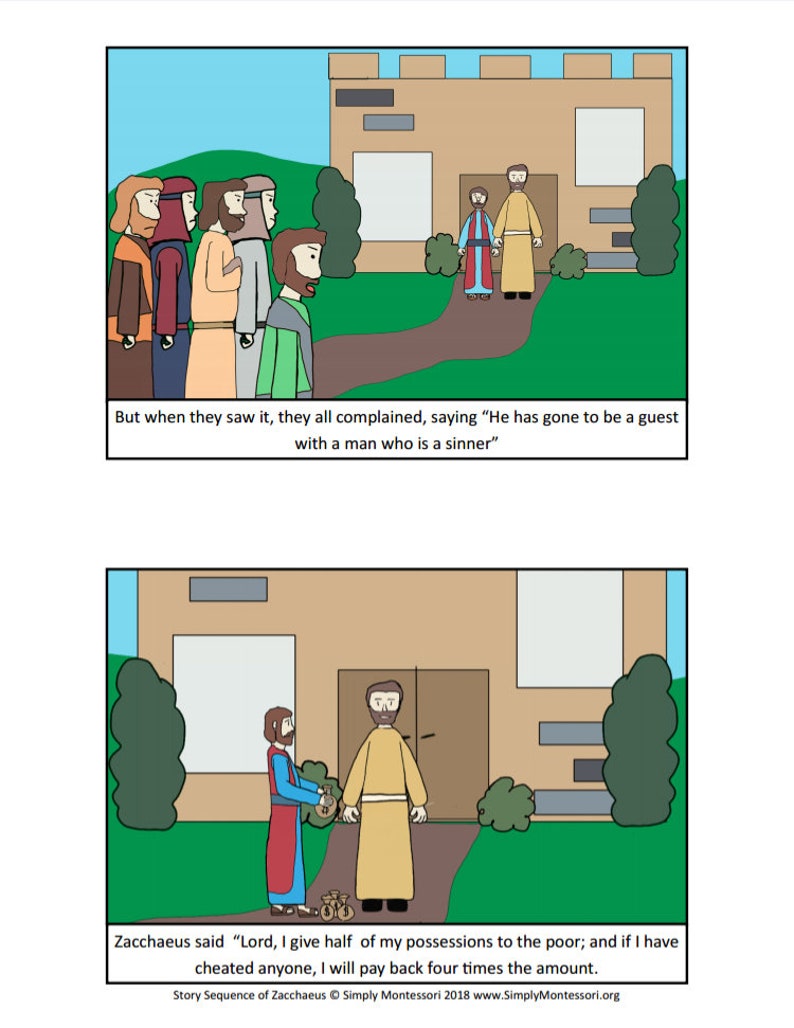 Zacchaeus Sequence Story Sunday School Preschool Home School Montessori