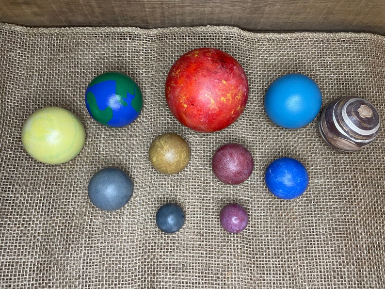 Larger Set Wooden Solar System Set Hand Painted Montessori Preschool educational image 6