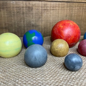 Larger Set Wooden Solar System Set Hand Painted Montessori Preschool educational image 5