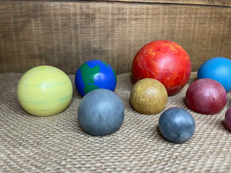 Larger Set Wooden Solar System Set Hand Painted Montessori Preschool educational image 5