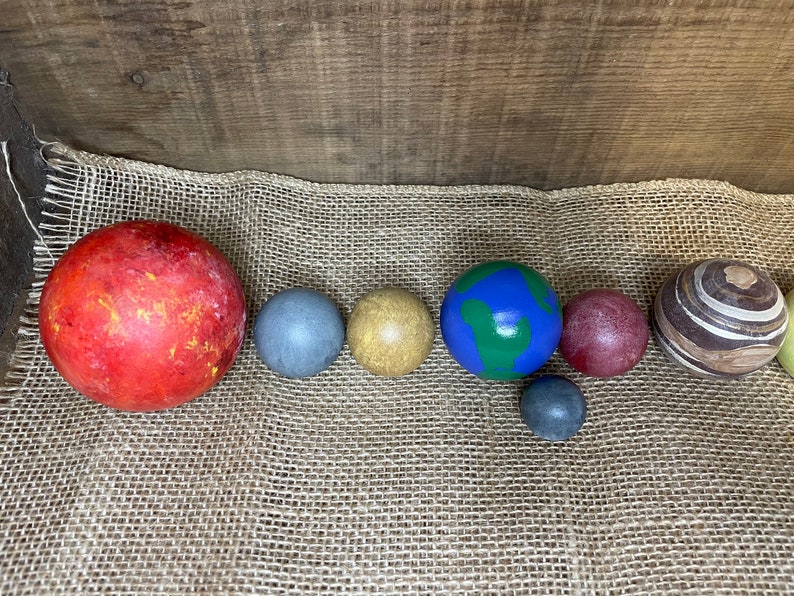 Larger Set Wooden Solar System Set Hand Painted Montessori Preschool educational image 7