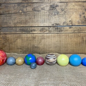 Larger Set Wooden Solar System Set Hand Painted Montessori Preschool educational image 2