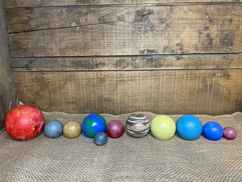 Larger Set Wooden Solar System Set Hand Painted Montessori Preschool educational image 2